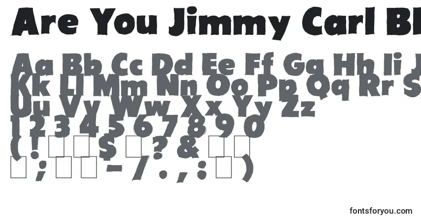 Czcionka Are You Jimmy Carl Black – alfabet, cyfry, specjalne znaki