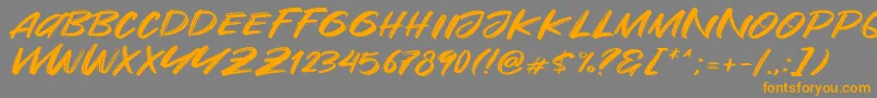 フォントAre You Okay – オレンジの文字は灰色の背景にあります。