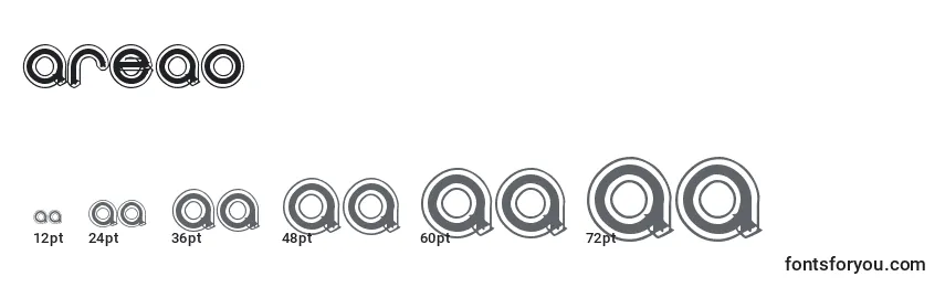 Größen der Schriftart AREAO    (119898)