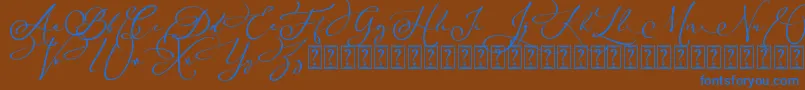 Fonte Arellia Script Dafont – fontes azuis em um fundo marrom