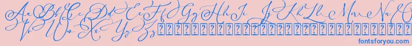 Arellia Script Dafont Font – Blue Fonts on Pink Background
