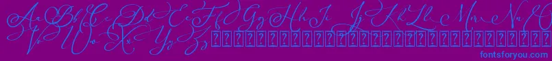 Arellia Script Dafont Font – Blue Fonts on Purple Background