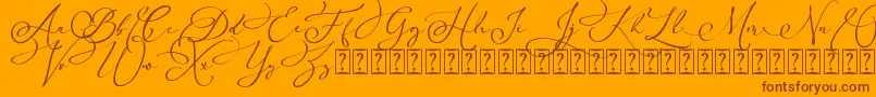 Czcionka Arellia Script Dafont – brązowe czcionki na pomarańczowym tle