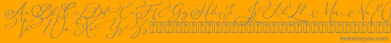 Arellia Script Dafont-Schriftart – Graue Schriften auf orangefarbenem Hintergrund