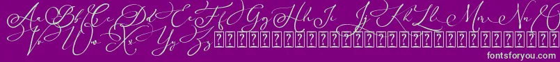 Arellia Script Dafont Font – Green Fonts on Purple Background