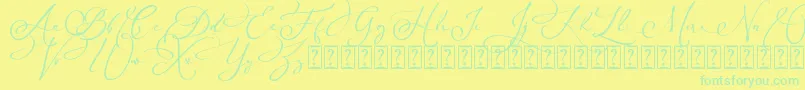 Arellia Script Dafont Font – Green Fonts on Yellow Background