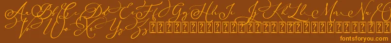 Arellia Script Dafont Font – Orange Fonts on Brown Background
