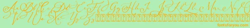 Arellia Script Dafont Font – Orange Fonts on Green Background