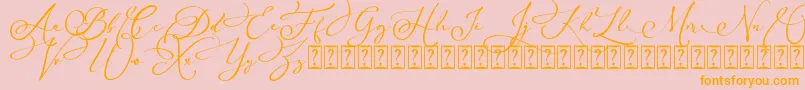Arellia Script Dafont Font – Orange Fonts on Pink Background