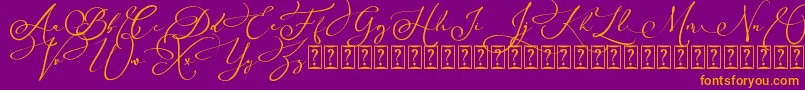 Arellia Script Dafont Font – Orange Fonts on Purple Background
