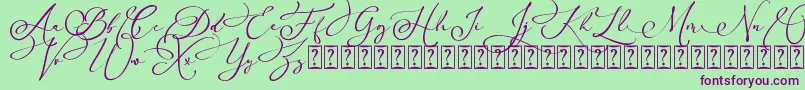 Arellia Script Dafont-Schriftart – Violette Schriften auf grünem Hintergrund