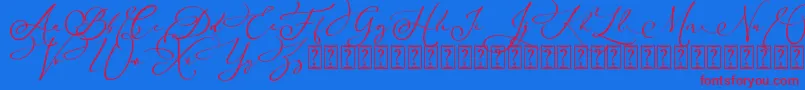 Arellia Script Dafont Font – Red Fonts on Blue Background