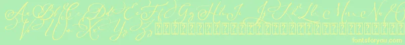Arellia Script Dafont Font – Yellow Fonts on Green Background