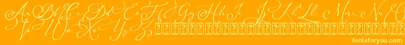 Arellia Script Dafont-Schriftart – Gelbe Schriften auf orangefarbenem Hintergrund