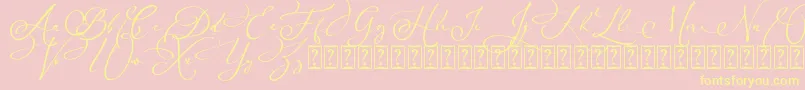 Arellia Script Dafont Font – Yellow Fonts on Pink Background
