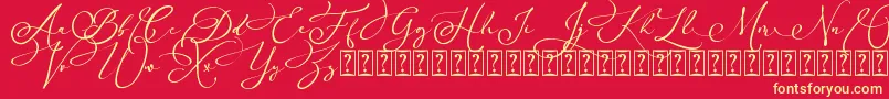 フォントArellia Script Dafont – 黄色の文字、赤い背景