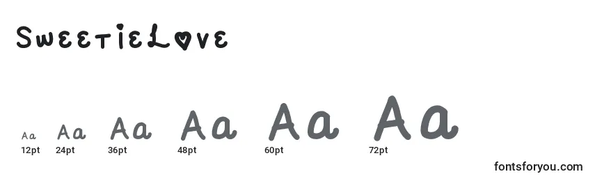 SweetieLove font sizes