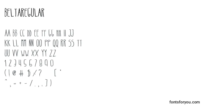 Шрифт BeltaRegular – алфавит, цифры, специальные символы