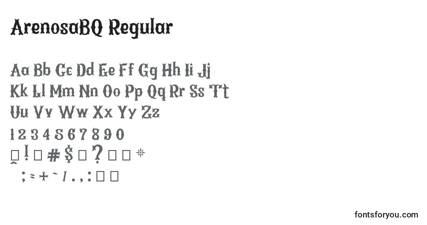 A fonte ArenosaBQ Regular – alfabeto, números, caracteres especiais