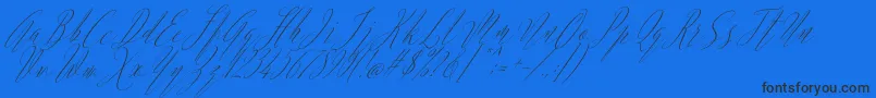 Argentina Script Italic-Schriftart – Schwarze Schriften auf blauem Hintergrund