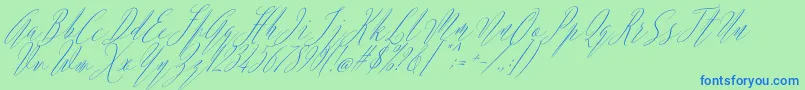 フォントArgentina Script Italic – 青い文字は緑の背景です。