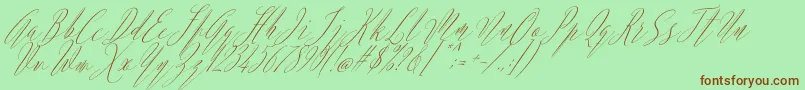 Czcionka Argentina Script Italic – brązowe czcionki na zielonym tle