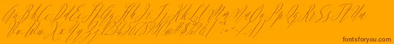 Fonte Argentina Script Italic – fontes marrons em um fundo laranja