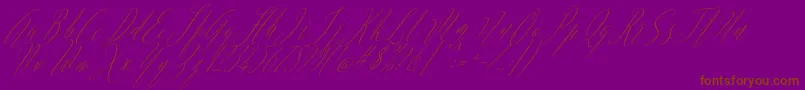 Fonte Argentina Script Italic – fontes marrons em um fundo roxo