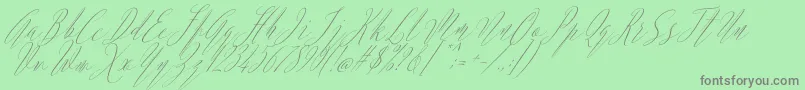 Czcionka Argentina Script Italic – szare czcionki na zielonym tle