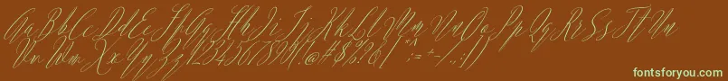 Argentina Script Italic-fontti – vihreät fontit ruskealla taustalla