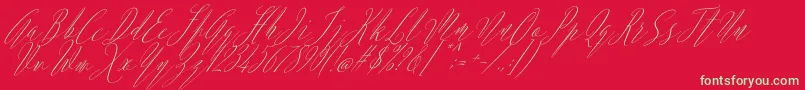 Fonte Argentina Script Italic – fontes verdes em um fundo vermelho