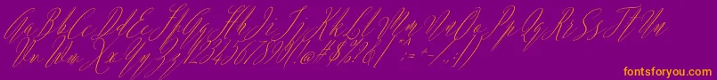 Argentina Script Italic-fontti – oranssit fontit violetilla taustalla