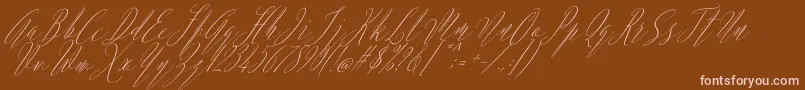 Argentina Script Italic-fontti – vaaleanpunaiset fontit ruskealla taustalla