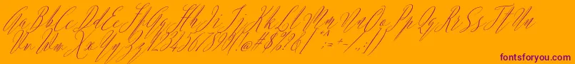 Fonte Argentina Script Italic – fontes roxas em um fundo laranja