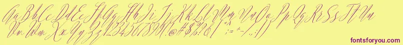 fuente Argentina Script Italic – Fuentes Moradas Sobre Fondo Amarillo