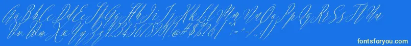 Argentina Script Italic-fontti – keltaiset fontit sinisellä taustalla