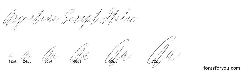 Размеры шрифта Argentina Script Italic