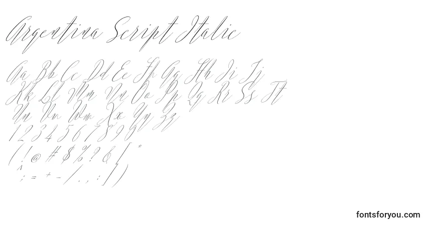 Police Argentina Script Italic (119905) - Alphabet, Chiffres, Caractères Spéciaux