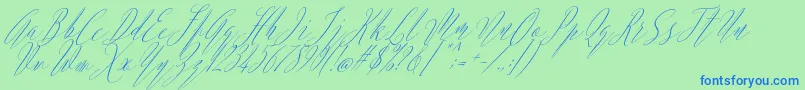 Argentina Script Italic-Schriftart – Blaue Schriften auf grünem Hintergrund