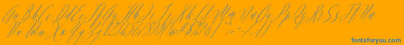 Argentina Script Italic-Schriftart – Blaue Schriften auf orangefarbenem Hintergrund