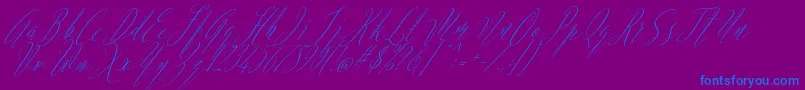 Argentina Script Italic-Schriftart – Blaue Schriften auf violettem Hintergrund