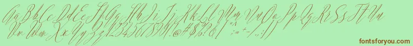 フォントArgentina Script Italic – 緑の背景に茶色のフォント