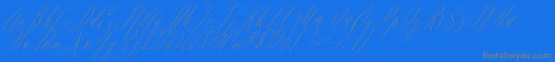 Fonte Argentina Script Italic – fontes cinzas em um fundo azul