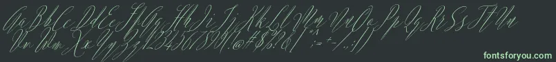 フォントArgentina Script Italic – 黒い背景に緑の文字