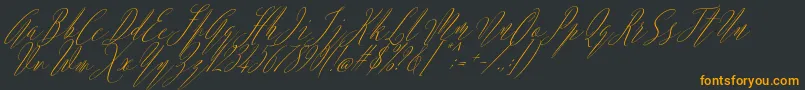 Czcionka Argentina Script Italic – pomarańczowe czcionki na czarnym tle