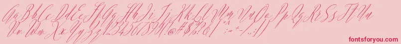 Fonte Argentina Script Italic – fontes vermelhas em um fundo rosa