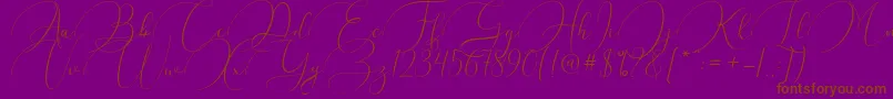 Argentina Script-Schriftart – Braune Schriften auf violettem Hintergrund