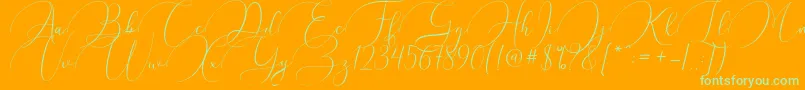 Argentina Script-Schriftart – Grüne Schriften auf orangefarbenem Hintergrund