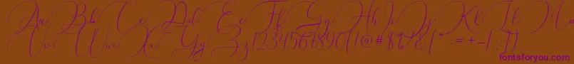 Argentina Script-Schriftart – Violette Schriften auf braunem Hintergrund