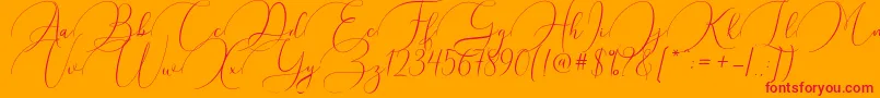 Czcionka Argentina Script – czerwone czcionki na pomarańczowym tle